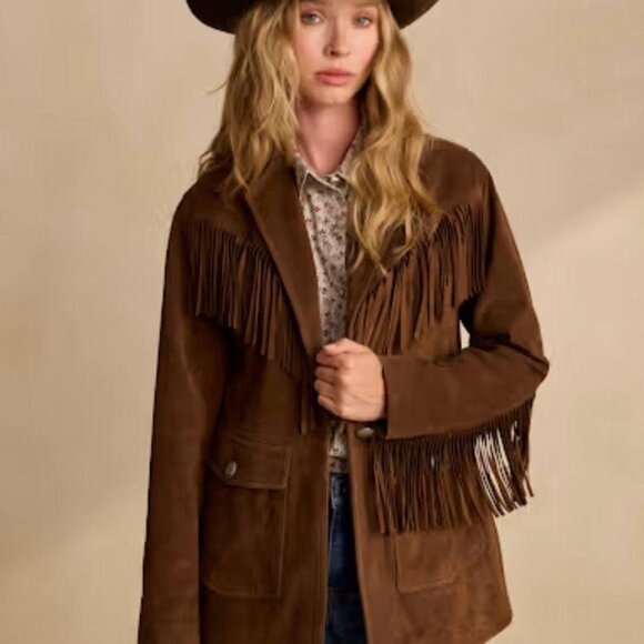 Tecovas Coffee Brown Fringe Suede Jacket — Women’s Large - Picture 2 of 7